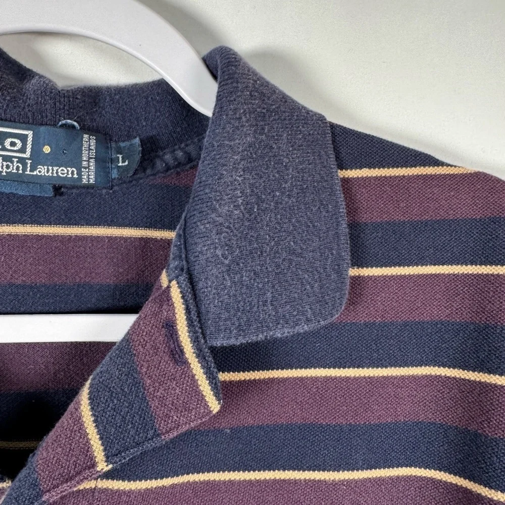 Polo by Ralph Lauren Vintage Navy, Yellow & Burgundy Striped L